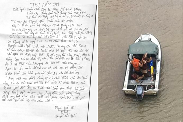 Người dân gửi thư cảm ơn Công an thành phố, Phòng Cảnh sát đường thủy và Phân đội 3, Thủy đội